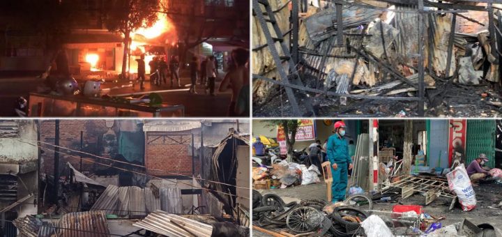 Vụ hỏa hoạn thiêu rụi 4 căn nhà ở Long Xuyên