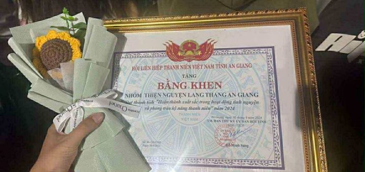 Bằng khen cấp tỉnh của nhóm Lang Thang An Giang